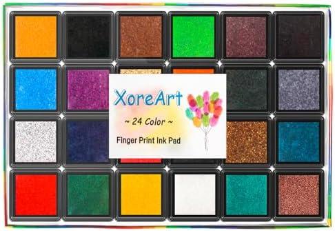 Mini Craft Ink Pads for Stamps,24 Color Kids Finger Ink Pad Washable Color DIY Stamp Pad for Scrapbook,Paper,Clothing,Wood Fabric , Pack of 2