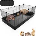 12 Panels Small Animal Playpen with Waterproof Mat - Durable Metal Wire Yard Fence for Guinea Pigs, Kittens, Puppies, Hamsters, and Hedgehogs - Indoor & Outdoor Pet Cage