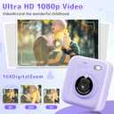 Instant Print Camera for Kids, Christmas Birthday Gifts for Girls Boys, 1080P Instant Digital Print Cameras for Toddler,Portable Toy for 4 5 6 7 8 9 10 Year Old Girl with 32GB SD Card，Purple