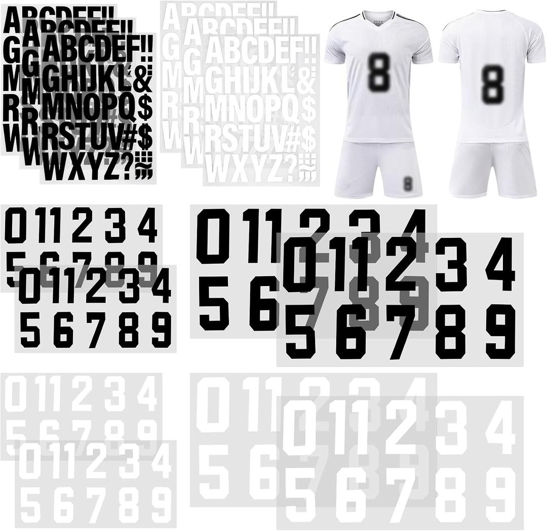 358 Pcs Iron on Letters and Numbers, 8 Inch and 3 Inch Heat Transfer Numbers with 2 Inch iron on letters for clothing, Jersey Numbers for Sports T-Shirts Team Uniform DIY Craft for Football Basketball