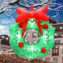 3 ft LED Lights Christmas Inflatables, Blow up Yard Decorations, Inflatable Wreath, Hanging Xmas Outdoor Decorations, for Lawn, Patio, Garden, Holiday Party, Winter Decor(Bow)
