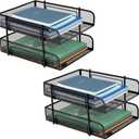 Mind Reader Network Collection, 2-Tier Paper Tray, Letter Size, Stackable, File and Document Holder, Desktop Organizer, Metal Mesh, Black