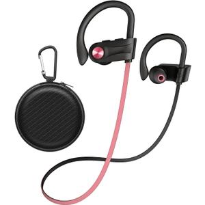 Wireless Bluetooth 5.3 Wireless Headphones with 16Hrs Long Battery, Stereo IPX7 Waterproof in-Ear Earphones, Noise Cancelling Headphones for Running, Black&Pink