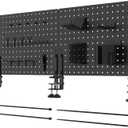 HUHOLE Clamp-On Desk Pegboard, 32 x 12 inch Metal Desktop Organizer, Black Desk Accessories for Gaming & Office, Versatile Clamp On Pegboard for Desk Organization and Storage