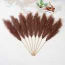 Premium Faux Brown Pampas Grass – 43.3" Tall Fluffy Decor, 8pcs 18-Branch One-Piece Stems No Assembly, Luxury Silk-Feel Feather Flowers for Boho Rustic Modern Home Decor (Cocoa Brown, 8 Stems / 110cm)