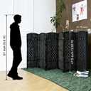 Furnnylane 6 Panel Black Rattan Room Divider for Room Separation, 47.2" Low Height Double Sided Folding Privacy Screen, Freestanding Partition Screen for Home Office - 3.95 ft Tall