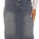 GUANYY Women's Denim Skirt-High Waisted Knee Length Slim Fit Pencil Stretch Jean Skirt (Small, 13_washed Blue)