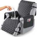 TAOCOCO 100% Waterproof Recliner Covers, Recliner Sofa Covers with Leg Straps, Reversible Recliner Couch Cover for Reclining Chair, Washable Couch Protector for Pets Kids(1 Seater 22", Charcoal Gray)