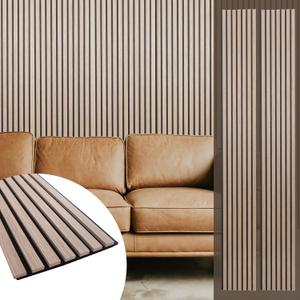 Yuzzy Wood Panels for Wall and Ceiling - 108 x 11 Inch Wood Slat Acoustic Panels 2 PCS - Modern Sound Absorbing Wall Panels for Interior Wall Decor for Home, Office, Studio - Rustic Walnut