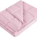 L'AGRATY Weighted Blanket - 48"x72" 15lbs Cooling Breathable Heavy Blanket Microfiber Material with Glass Beads for Adult All-Season Summer Fall Winter Soft Thick Comfort (04-pink)