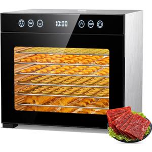 Food Dehydrator Machine with 8 Stainless Steel Trays, 650W Powerful Motor, Adjustable Temperature & 48-Hour Timer for Jerky, Fruits, Herbs, Dog Treats - Quiet Operation