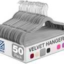 Zober Velvet Hangers 43 Pack - Heavy Duty Gray Hangers for Coats, Pants & Dress Clothes - Non Slip Clothes Hanger Set - Space Saving Felt Hangers for Clothing