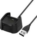 3.3Ft USB Charger Compatible with Fitbit Versa 2 Charger Dock Anti-Slip Replacement Smartwatch Charging Cable Stand (not for Fitbit Versa/Versa Lite)