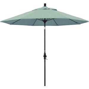 California Umbrella 9' Round Crank Lift, Collar Tilt, Aluminum Pole, Fiberglass Rib Patio Umbrella,