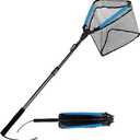 PLUSINNO Fishing Net Fish Floating Landing Net, Kayak Nets with Fixed Foldable Telescopic Pole Handle, Bass Trout Fishing Nets with Nylon Mesh for Pond Lake River, Fishing Gear Gifts for Men Anglers
