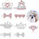 9 Pieces Dog Tiara Crown Hair Clips Pet Crystal Rhinestone Barrette Clips for Dog Puppy Ear Clear Doggie Crown Pet Grooming Hair Accessories for Pet Girl, 9 Styles(Vivid Style)