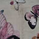 Washable Butterfly 8x10 Area Rugs for Living Room, Soft Non-Slip Beige Large Bedroom Carpet Ultra Thin Floral Dining Room Rug, Boho Scalloped Floor Carpets for Kids Room Classroom Dorm