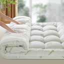 LIANLAM Mattress Topper King Size - 1500GSM 3D+7D Down Alternative Fill 3 in Pillow Top Mattress Pad, Viscose Made from Bamboo Cover, Extra Firm for Back Pain, 6"-18" Deep Pocket (78"x80")