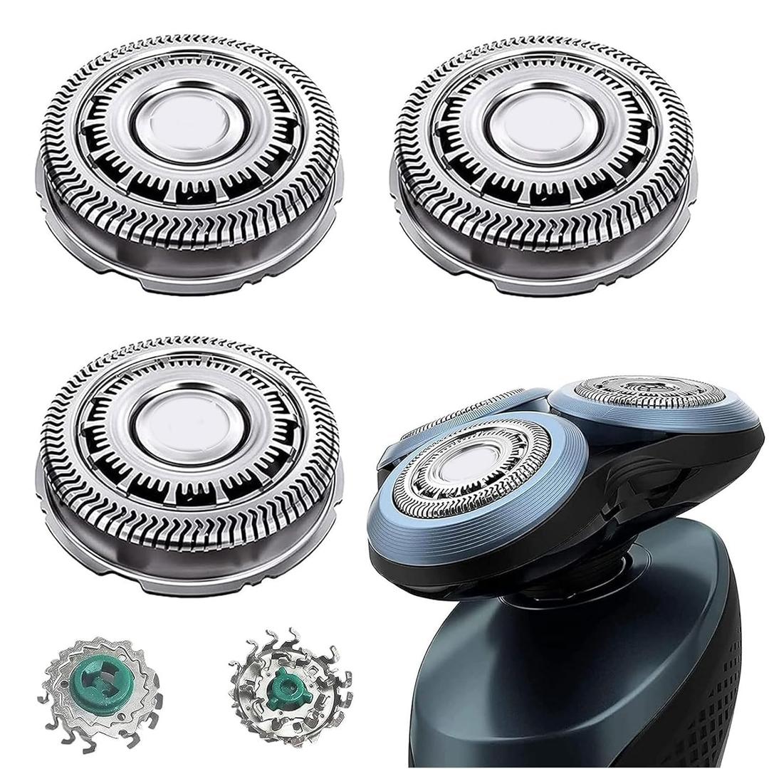 SH60 Replacement Head Blades Series 6000 Compatible with Philips 6000 Series Electric Shaver Razors Replacement Blades for Series 6000 Shaver Cleaning Brush for S6880/81 S6810/82 S6850/85 (1 Count (Pack of 3))