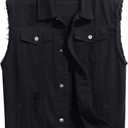 LONGBIDA Men's Denim Vest Sleeveless Ripped Slim fit Distressed Jean Jacket (XX-Large)