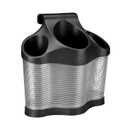 Polder Style Station, Organization for Styling Tools: Hair Dryers,Curling Irons, Straighteners, Brushes, Hang Over Towel Rack, Store Undersink or in Drawer, Black and Silver