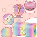 Christmas Gifts for Grandkids, Preppy Makeup Toiletry Bag for Girls Kids, Stocking Stuffers for Teen Girls, Gifts for 4 5 6 7 8 9 10 11 12 13 Year Old, Letter Pouch for Overnight, Cute Stuff (Medium)