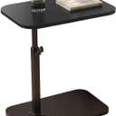 End Table Side Table Coffee Table Black C Shaped Table with Metal Frame Height Adjustable Nightstand Table Beside Table Laptop Table, Portable Mobile Laptop Stand, 40x30cm