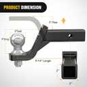 Nilight Trailer Hitch Ball Mount with 2-Inch Ball & 5/8" Hitch Pin Clip Fits 2-in Receiver 7500 lbs 4" Drop
