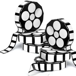 Bucherry 6 Pcs Movie Night Decorations Movie Theater Theme Party Decoration 12 Inch Large Cinema Props Box Film Reel with Filmstrip Centerpieces for Bridal Shower Birthday Party Supplies Film Backdrop
