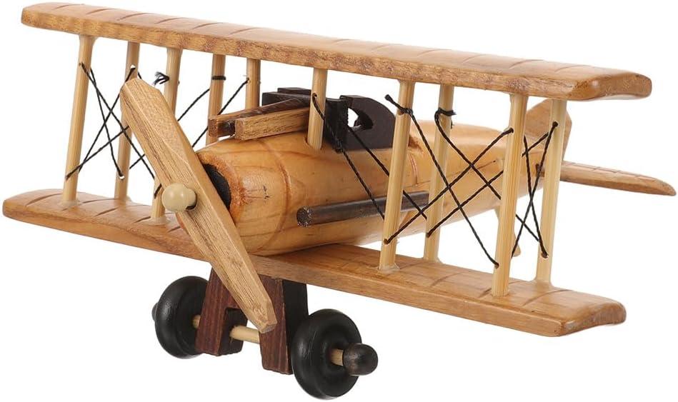 Wooden Airplane Model Small Vintage Plane 3D Propeller Airplane Wood Aircraft Retro Figurines for Plane Desktop Ornament 7.86 x 7.86 x 3.93Inch Random Color