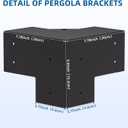 Pergola Brackets Kit 4x4 (Inner Size 3.7x3.7), 4 Pack 3-Way Heavy Duty 90 Right Angle Corner Brackets for DIY Woodworks, Easy Install Pergola Kit for Patio, Gazebos, and Outdoor Structures