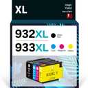 932XL 933XL Compatible Ink Cartridge Combo Pack Replacement for HP 932 933 Work for HP OfficeJet 6100 6600 6700 7110 7510 7612 7610 Printers, 4 Packs (Black, Cyan, Magenta, Yellow)