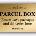 Parcel Box Sign - Manufactured from Metal. Aluminium with 3M Adhesive. Notice for Deliveries, Packages and Post. Make Sure You Don't Lose Any Mail Again (Brass)