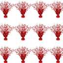 12 Pack Metallic Foil Spary Centerpieces for Tables, Red Centerpieces for Tables Decorations, Star Brust Table Centerpieces for Birthday Graduation Wedding Baby Shower Party
