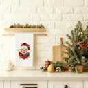 Vintage Santa Christmas Kitchen Towels, Christmas Patchwork Santa Snowflake Decorative Hand Tea Towels for Bathroom, Xmas Winter Holiday Dish Towel Dishcloth, 16x24 Inch