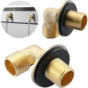 Installation Kit for Wall Mount Commercial Faucet, TOLSUNY Backsplash Mount Set for Stainless Steel Kitchen Prep & Utility Sink, 1/2 IPS G1/2 Elbow Adapter, 90 Degree Angled Elbow Joint, 2PCS