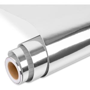 Prime Vinyl Permanent Vinyl, Chrome Silver Vinyl Compatible with Cutting Machine - 12" x 10 FT Metallic Adhesive Roll for Cup, Decor Sticker, Home Decal