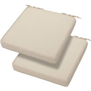 Magpie Fabrics Indoor Outdoor Waterproof Square Chair Cushion, 18" x 18" x 2.5", 2 Pack, Water Resistant Seat Cushions, for Patio Garden Office, Olefin Beige