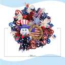 20" Patriotic Wreaths for Front Door - Mesh 4th of July Wreath, Memorial Day & Independence Day Patriotic Decorations with Stars & Stripes Design, Indoor Outdoor Wall Decor (Red White Blue)