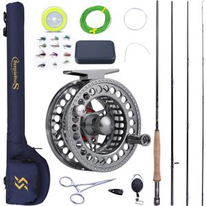 Sougayilang Fly Fishing Rod and Reel Combo, 4 Pieces Ultra Lightweight Portable Fly Rod and CNC Machined Aluminum Alloy Reel Complete Starter Package with Rod Bag Sougayilang Fly Fishing Rod and Reel Combo, 4 Pieces Ultra Lightweight Portable Fly Rod and CNC Machined Aluminum Alloy Reel Complete Starter Package with Rod Bag