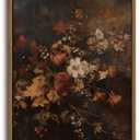 KISSFOX Vintage Framed Wall Art Decor Rustic Floral Pictures Wall Decor Dark Botanical Canvas Art Prints Moody Flowers Paintings Artwork For Bedroom Living Room