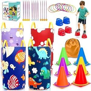 37PCS Outdoor Carnival Games Combo Set for Kids, Potato Sack Race Bags, Balancing Stilts, Plastic Cones Bean Bags Ring Toss, Field Day Family Reunion Yard Lawn, Birthday Party Easter, Spring Fall Game 37PCS Outdoor Carnival Games Combo Set for Kids, Potato Sack Race Bags, Balancing Stilts, Plastic Cones Bean Bags Ring Toss, Field Day Family Reunion Yard Lawn, Birthday Party Easter, Spring Fall Game
