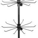 3 Tier Rotating Display Stand, Earring Display Rack, Black Metal Retail Display Stand with Hooks for Necklace, Bracelet, Earrings, and Keychains, Adjustable Height, 28.35 x 11.81 Inch