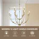 Modern Gold Chandelier, 12- Light Large Chandelier for High Ceilings, 35 inch 2-Tier Candle Style Rustic Hanging Light Fixture for Living Room Foyer Entryway
