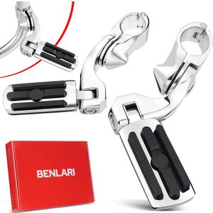 Benlari 1.25" Highway Pegs Short Angled Motorcycle Highway Foot Pegs Rests fit for Harley Engine Guard Parts Replacement for 1-1/4 Harley Davidson Road Glide, Electra Glide, Road King, Street Glide (CHROME)