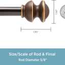Kenney Kendall Knob Window Curtain Rod, Adjustable Curtain Rod for Windows 30 to 86 Inches, Extendable Curtain Rod Set, Oil Rubbed Bronze Curtain Rod