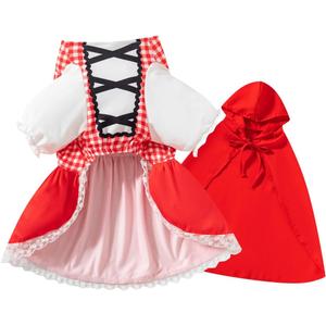 Dog Little Red Riding Hood Costume Halloween Christmas Dress with Cloak (Large)