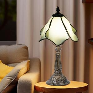Tiffany Table Lamp,3 Color-Temperature Flowers Stained Glass Lamp,8 Inch Tiffany Style Lamp for Bedroom Living Room Home, Handcrafted Light, Included Bulb (Warm White)