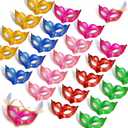 Vinsot 24/48 Pcs Mini Mardi Gras Masks Small Masquerade Mask Cake Toppers Carnival Party Favors Venetian Centerpiece Decor (7 x 4 cm/ 2.75 x 1.58 inches, Colorful)