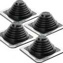 Metal Roof Pipe Flashing Boot: #3 Silicone Pipe Flashing Boot - High Temp Flexible Roof Pipe Flashing - Fits Pipe OD 1/4" to 5-3/4" - Square Base 8" x 8" - 4 Pack